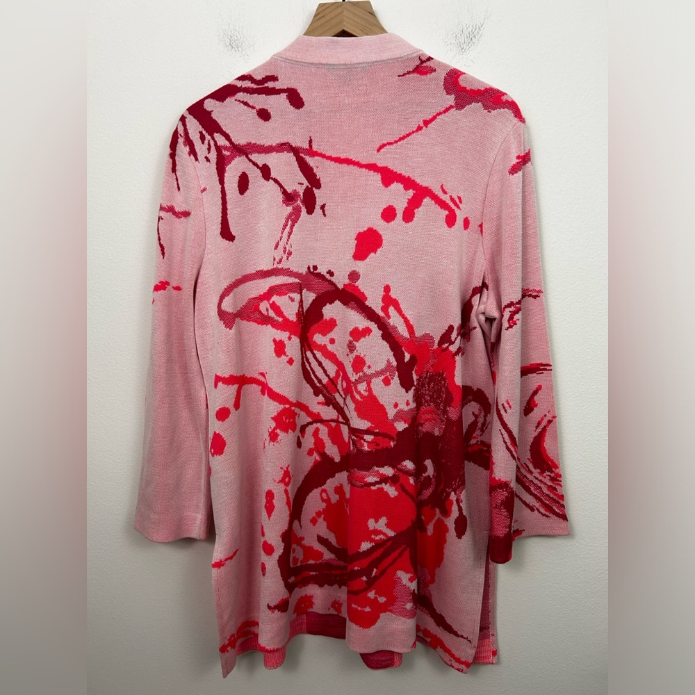 Misook Cardigan Sweater Womens Size‎ XL Pink Stretch Knit Jacket 3/4 Sleeve - Picture 3 of 9